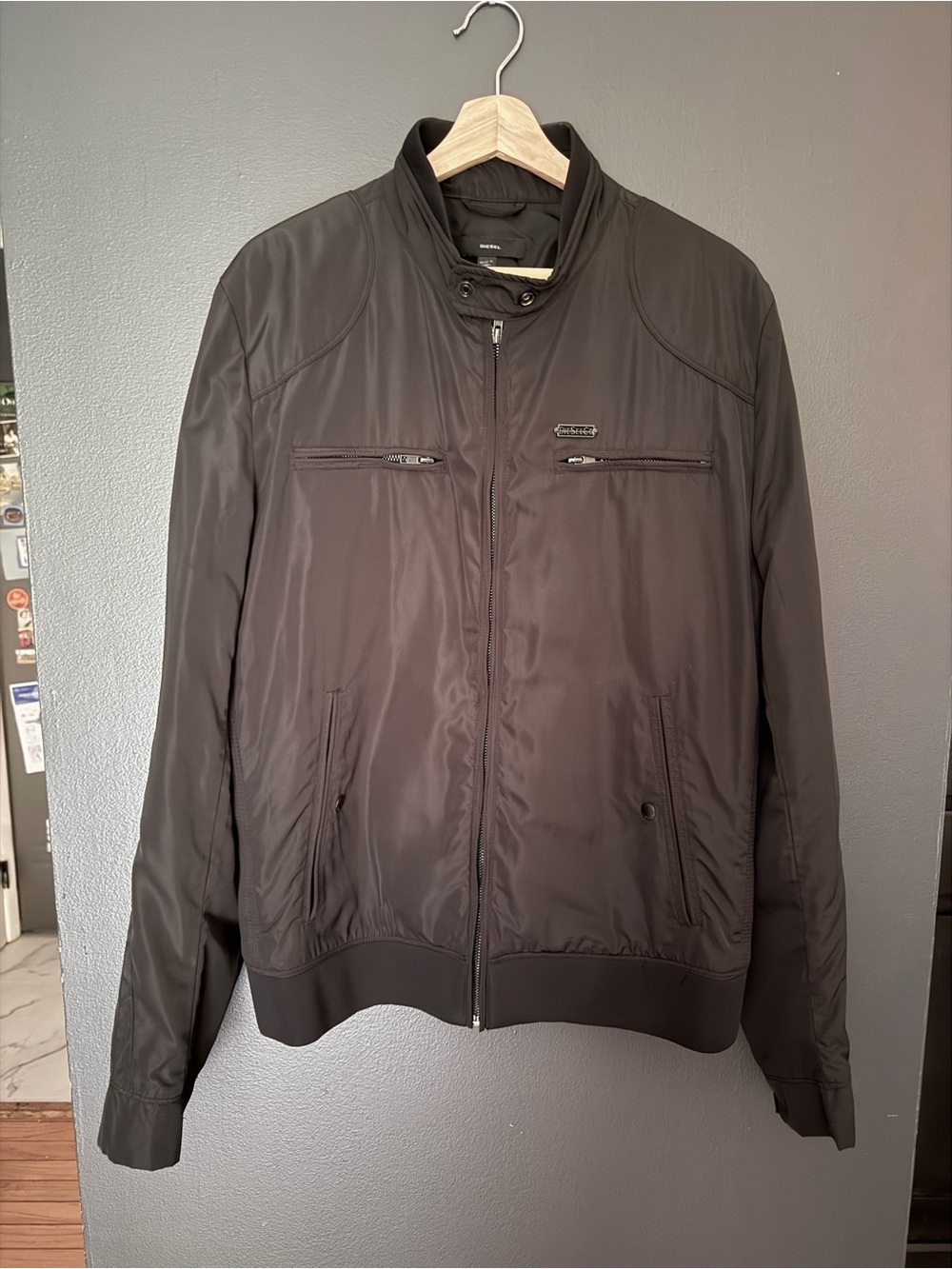 DIESEL Men's Black Lightweight Zip-Front Jacket XL
